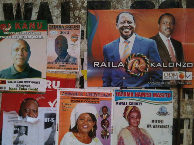 Predvolebné plagáty v Keni v roku 2013